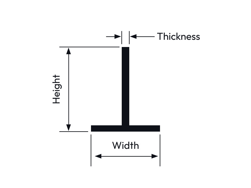 Tee Section aluminum profile CAD drawing